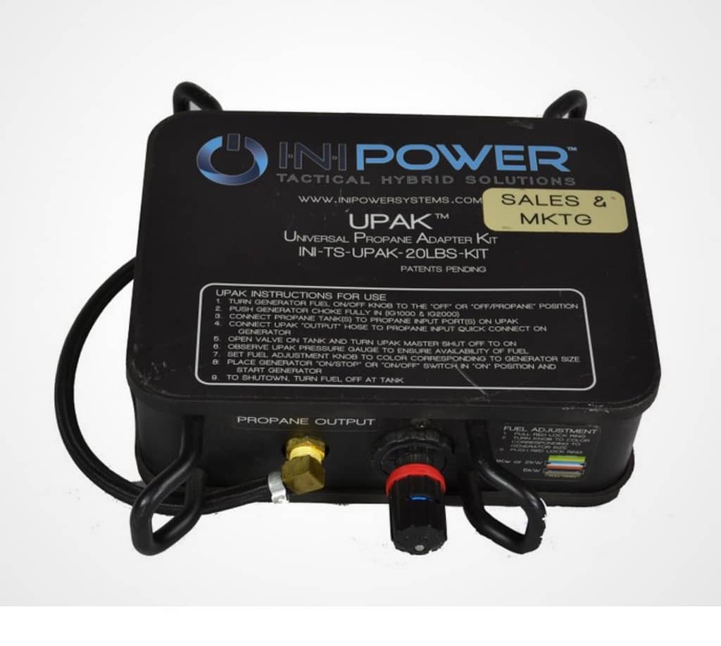 Dewey Electronics INI Power Products Accessories / INI Power Tactical Hybrid Solutions UPAK / Universal Propane Adapter Kit INI-TS-UPAK-20LBS-KIT